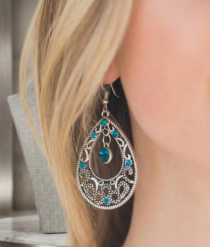 Aretes Cristales Turquesa