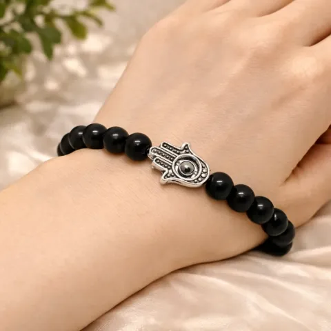 Pulsera Onix Negra Mano de Fatima