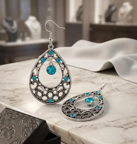 Aretes Cristales Turquesa