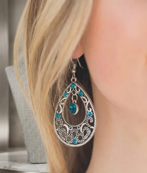 Aretes Cristales Turquesa