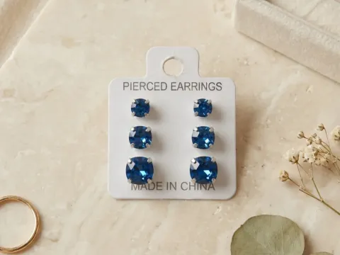 Set Trio Cristal Azul